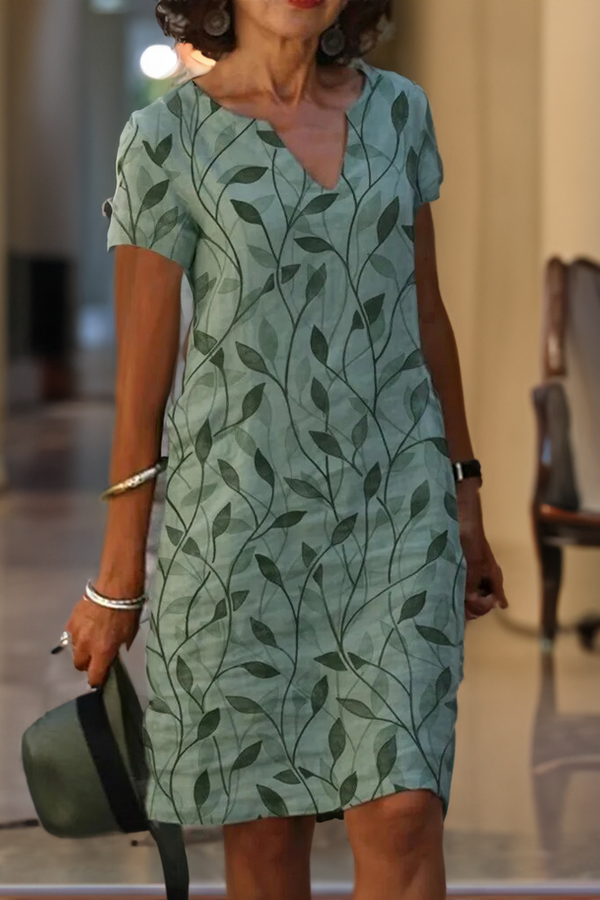 Deniel | Šaty s potiskem, výstřihem do V, áčkového střihu